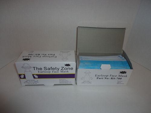 100 THE SAFETY ZONE EAR LOOP FACE MASKS NEW IN BOX