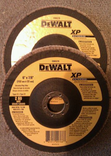 DEWALT DW8276 6&#034; X 7/8&#034; Z80G XP Zirconia Flap Disc (Qty.2)