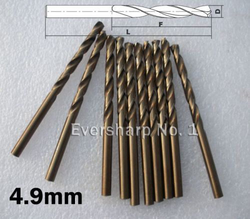 Lot 10pcs cobalt twist drill bits m35 hss 4.9mm (.1929&#034;) stainless steel drills for sale