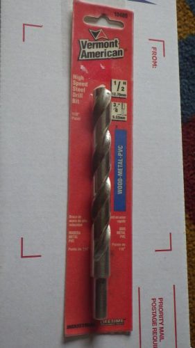 New Vermont American 10488 1/2&#034; HSS Drill Bit 3/8&#034; reduced shank