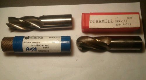 Set of 2 new production grade 1&#034; end mills square and ball end 4fl fastcut lot for sale