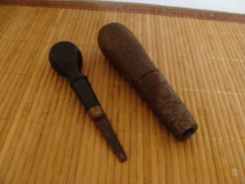 Vintage 1/2-round Lutz Tool Co. wood handle and Vintage Screwdriver