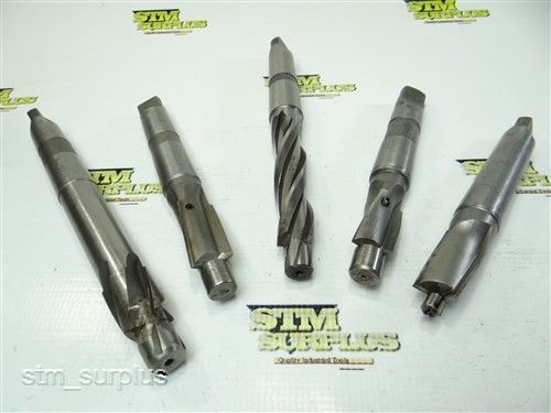 NICE LOT OF 5 HSS MORSE TAPER SHANK COUNTERBORES 13/16&#034; TO 1&#034; WITH 3MT SHANK