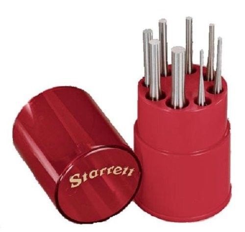 Starrett drive pin punch set 8 pieces hardened tempered steel knurled grip rivet for sale