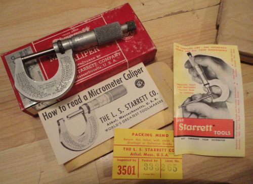 Starrett series 230rl outside micrometer 0 to 1 check disc ratchet stop lock nut for sale