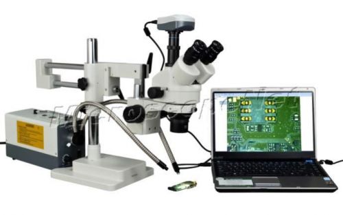 3.5x-90x dual-boom stand 2mp usb camera stereo zoom microscope+dual fiber light for sale