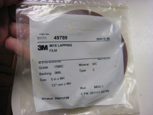 3M 461X   Lapping Film 5 Inch Discs pack of 50  pcs 15 Micron  127mm  # 49789