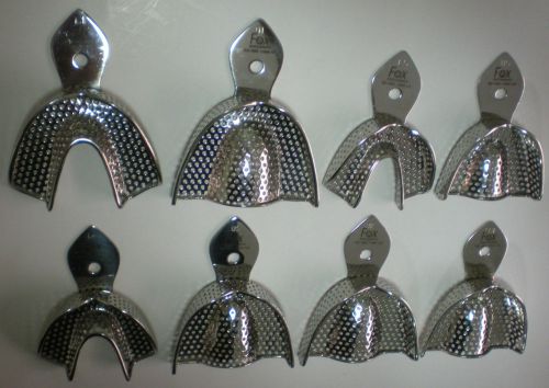 Dental perforated impression tray stainless steel fox lot of 8 as shown new for sale