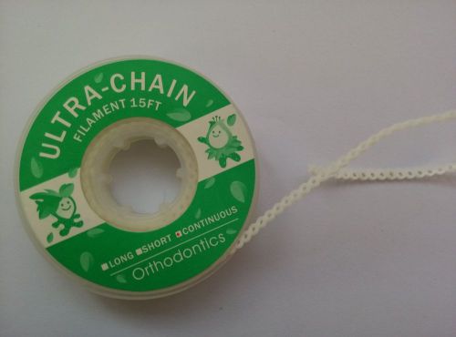 NEW 5 Dental Orthodontics Elastic Ultra Power Chains White 15 Feet Continuous CE