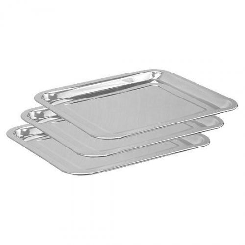 Lot 3 stainless steel tray 12.5 x 8.5 medical tattoo dental piercing instrument for sale