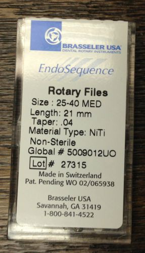 1 pack of Brasseler EndoSequence Rotary Files size MED 25-40 21mm, Taper .04
