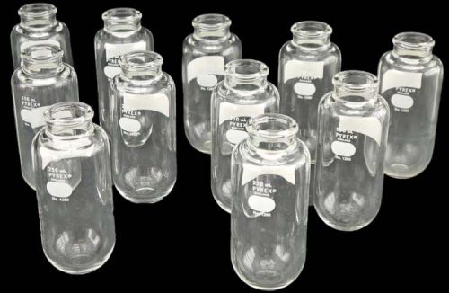 Lot of 11 pyrex 1260 250ml lab borosilicate glass heavy wall centrifuge bottle for sale