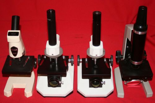 Lot of 4 Student Microscopes Swift M11T, Parco, Bausch &amp; Lomb