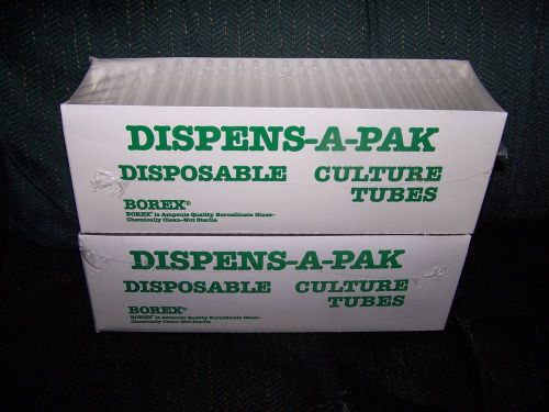 2 Boxes of  Unopened 250 BOREX DISPENS-A-PAK Disposable Culture Tubes 10x75mm