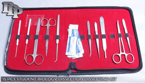 15 PCS STUDENT BIOLOGY DISSECTION DISSECTING KIT W/ STERILE SURGICAL BLADE #15