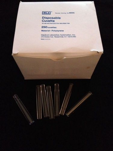 NEW BOX OF 250 MLA Disposable Cuvettes REF 9005 Use W/Electra 750/650/620