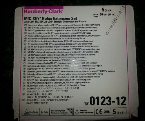 5 Kimberly-Clark MIC-KEY 30cm Bolus Extension Set REF 0123-12 Use By 1/2017