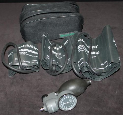 Welch allyn hand held sphygmomanometer with 3 adult size cuffs free shipping! for sale