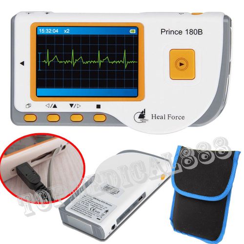 Prince180b handheld electrocardiogram ecg ekg monitor lcd+usb+carrier case for sale