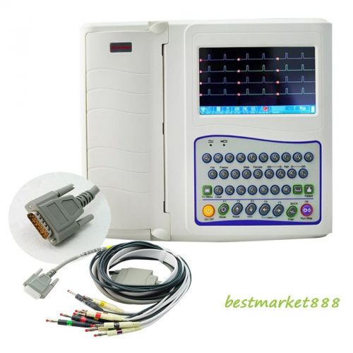 Touch Color LCD Digital 12-channel Electrocardiograph ECG /EKG Machine 250 Cases