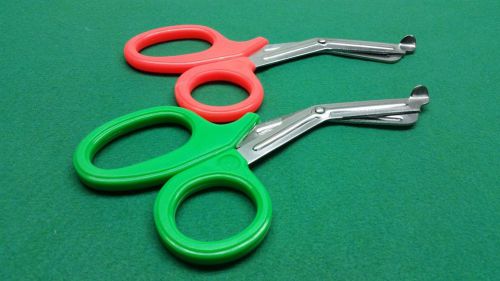 6 emt paramedic utility bandage shears ems ent scissors 7.5&#034; green+orange for sale