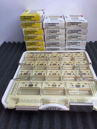 Lot of 16- aesculap neuro cranial aneurism yasargil phynox clip + tray *lqqk* for sale