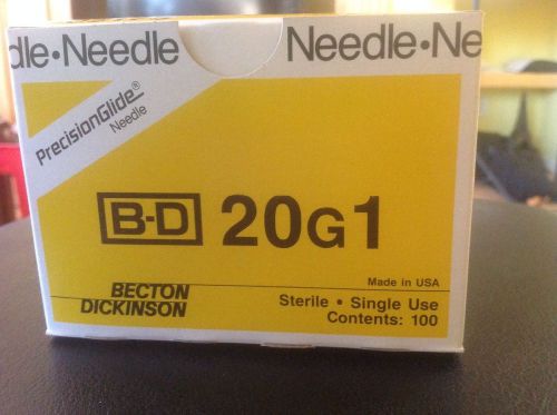100 x BD PrecisionGlide Sterile Yellow Needle 20G