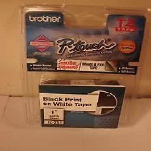 P-Touch TZ-251Black Print on White Tape 1&#034; Crack n Peel