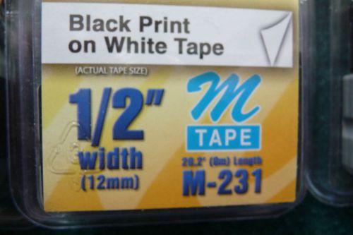 P-Touch 1/2&#034; New in Sealed Packs Lot of 2 Yellow Tape White Tape M-231 MK-631 OK