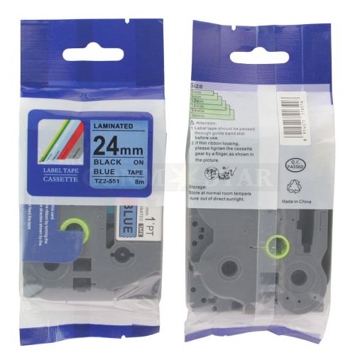 1pk Black on Blue Tape Label Compatible for Brother P-Touch TZ TZe 551 24mm 1&#034;