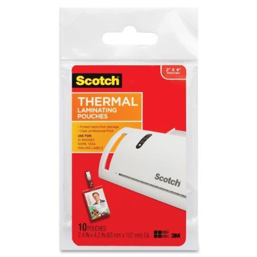 3m tp585210 scotch tp585210 thermal laminating pouch - 2.52&#034; width x 4.25&#034; for sale