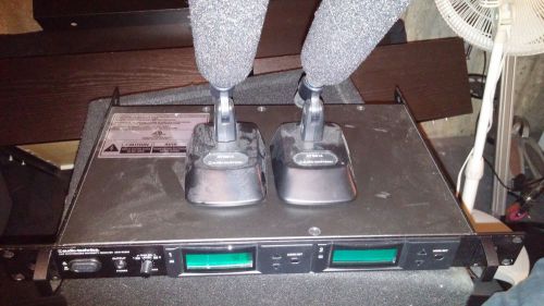 Audio Technica AEW-R5200 Dual Receiver with 2 AT815b mics and 2 AT8214 stands