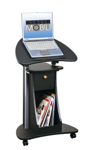 Techni mobili laptop rolling  desk tiltable top podium cart (espresso) for sale