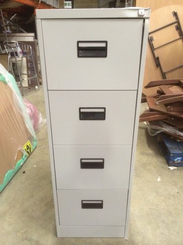 Four Foolscap Light Grey Metal Drawer Filing Cabinet Hardly Used But Dented