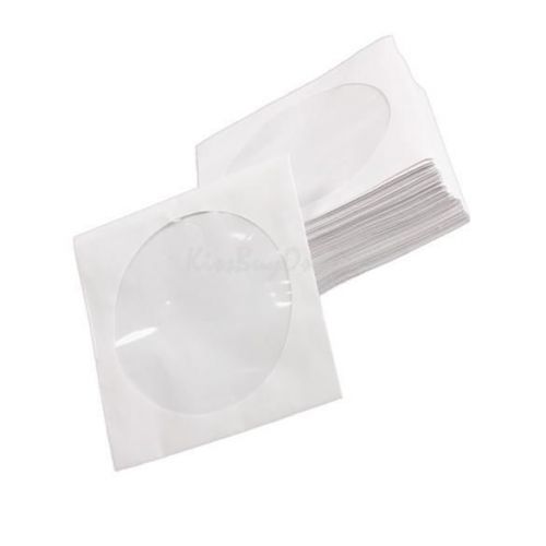 K1BO 100 PCS Protective White Paper VCD CD DVD Disc Storage Bag Case Envelopes