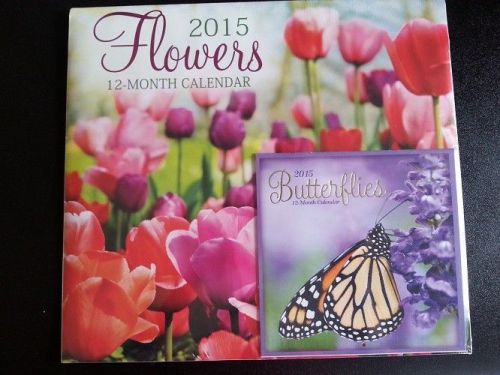 Calendar 2015 Flowers Wall 12-Month Mini Butterflies New
