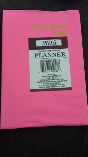 2015 Monthly Planner Calendar. Sz.8&#034;x6&#034; Monthly Page format. Hot Pink. Vinyl.