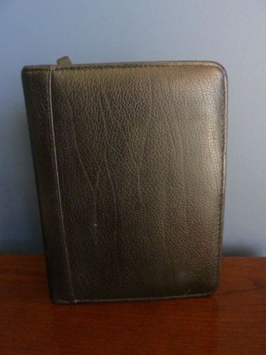 Zippered black leather franklin covey wire bound day timer planner co 18388 for sale