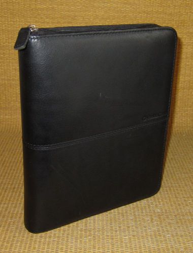 Classic 1.125&#034; Rings | Black Nappa LEATHER FRANKLIN COVEY Zip Planner/Binder
