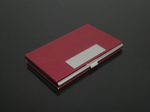 Red Leather Stainless steel Metal Credit Business Card Case Holder #MPF01