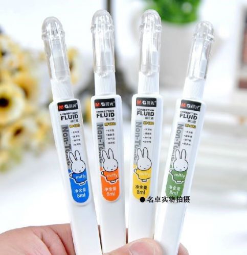 2pcs m&amp;g miffy white out correction fluid quick dry liquid paper pens stationery for sale