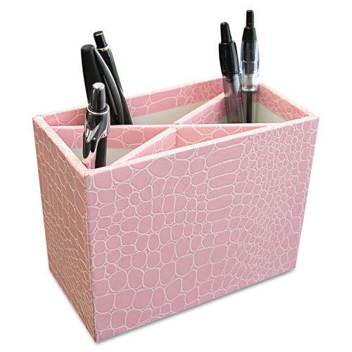 Aurora ProFormance Crocodile Embossed Pencil Cup, 5 3/8 x 2 x 4 1/8, Pink