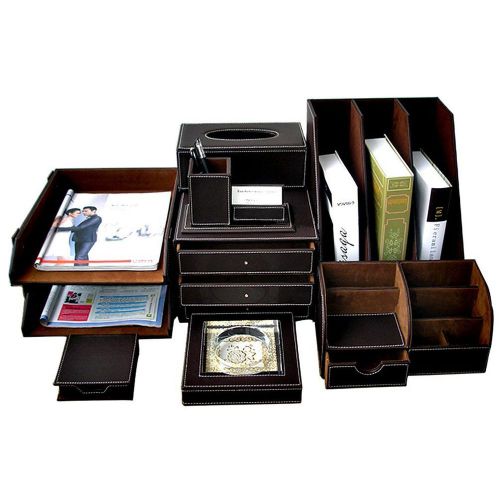 Brand New 8pcs/set Business Gifts Office Desk Organizer Sets Durable Pu Leather