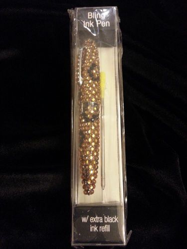 Leopard Rhinestone Crystal Bling Embellished Office Pen with extra ink refill