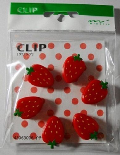 A Set of 6 Strawberry Figure Clips, JAPAN, Midori Design, approx.1.0X0.7X0.3ins