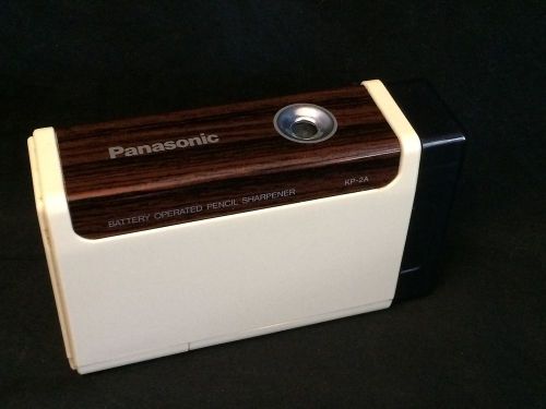 Vintage Panasonic Pencil Sharpener KP-2A Battery Operated Tested Wood Grain