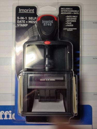 Imprint 5-in-1 self-inking date and message stamp 10-yr date interchangeable msg for sale