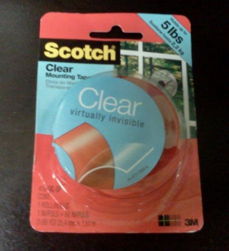 SCOTCH CLEAR MOUNTING TAPE 3M 1 ROLL (1.66 YD) BRAND NEW HOLDS UP TO 5 LBS