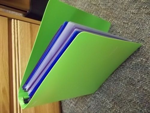 Five Star Brand Neon Green Binder and 7 file pocket folders