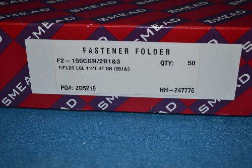 Smead Legal Fastener Folder F2-150CGN/2B1&amp;3 Green Qty=50 (NIOB)